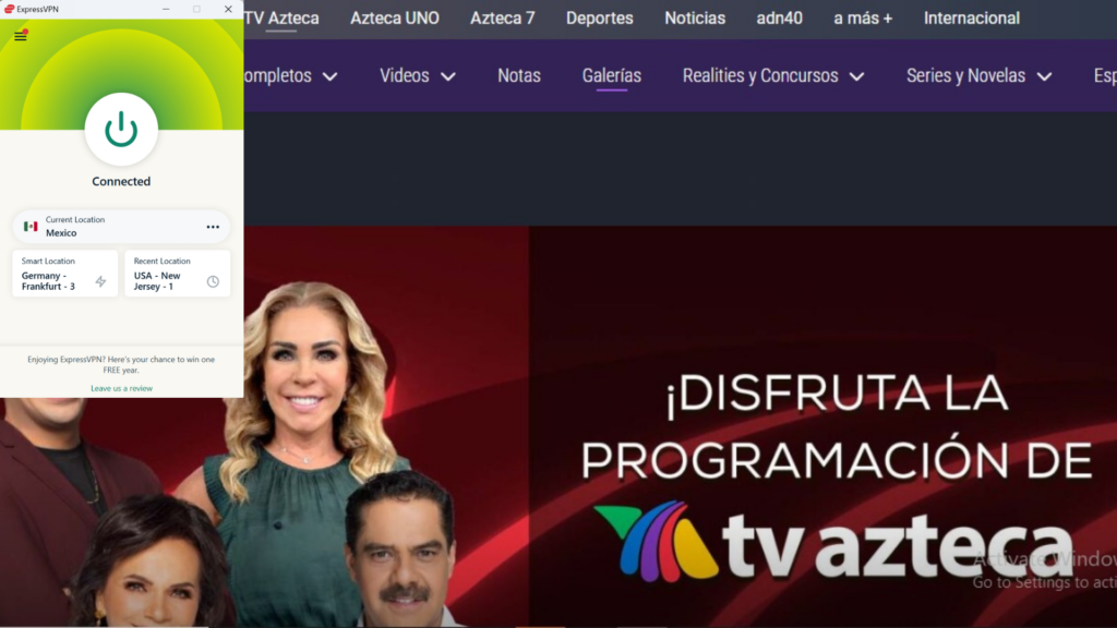 I could watch Azteca TV in the USA with ExpressVPN