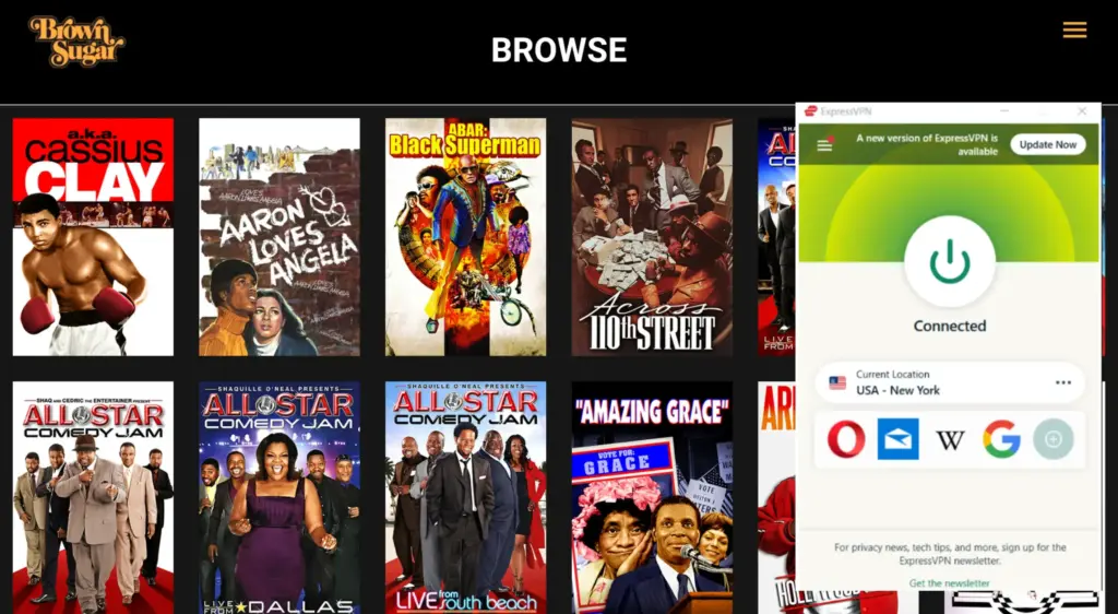 I could watch Brown Sugar Outside the USA with ExpressVPN