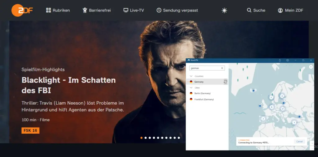 I could watch ZDF in the USA with NordVPN