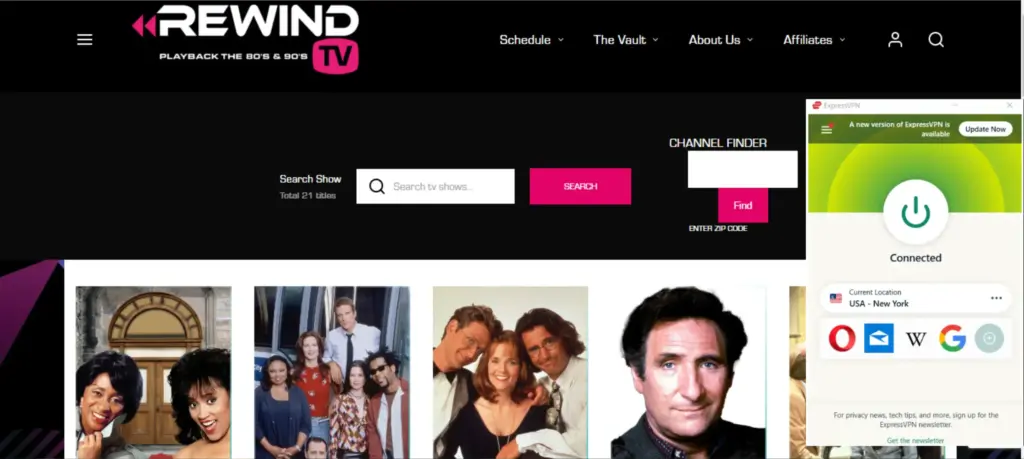 I could watch Rewind TV Outside the USA with ExpressVPN